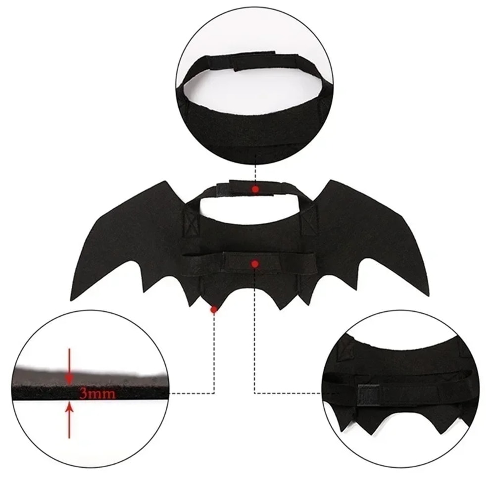 Cosplay Cat And Dog Outfit Black Bat Wings Creative Cute Pet Clothes Party Costume 5