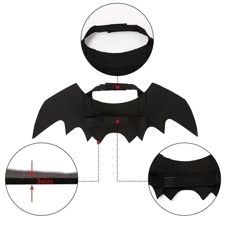 Cosplay Cat And Dog Outfit Black Bat Wings Creative Cute Pet Clothes Party Costume 5