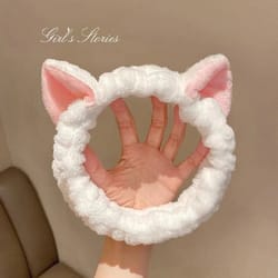 cute soft hair bow headband, coral plush hairband cat, makeup wash face bandage for girls