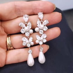 huitan aesthetic bridal imitation pearl dangle earrings luxury trendy engagement wedding ear accessories for women newly jewelry