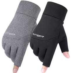 cycling warm gloves women, winter fishing mens gloves, sports touch screen gloves, two fingers cut, anti slip gloves