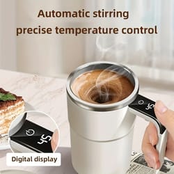 led display smart mixing coffee cup, usb charging, magnetic mixing feature