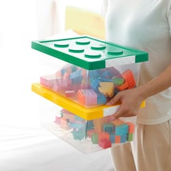 stackable kids toy organizer, building block storage box, block case container, stationary holder, sundries snack box