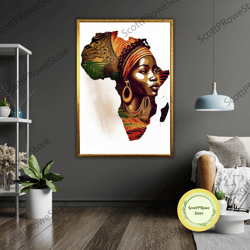 tribal woman art canvas, boho wall decor, ethnic art painting, native american artwork, unique home decor