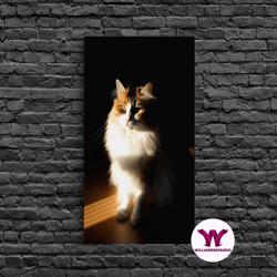 Decorative Wall Art, Portrait Of A Calico Cat, Framed Canvas Print, Cat Art, Cat Photography, Cat Wall Art