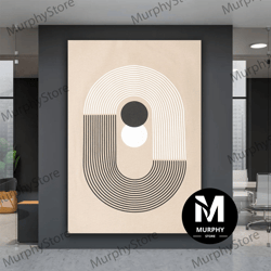 mid century poster, geometric wall art design, boho wall decor, abstract art wall canvas bohemian style, neutral modern