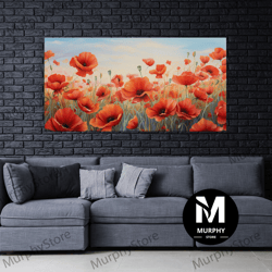 decorative wall art, beautiful flower art, buttercups, framed canvas print, flower painting, boho style decor, minimalis