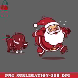 santa claus funny fighting bull chase on christmas day png download
