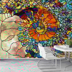 abstract fractal mural, colorful wallpaper, abstract wall decor, modern wall paper, 3d papercraft, trendy wall mural, wa