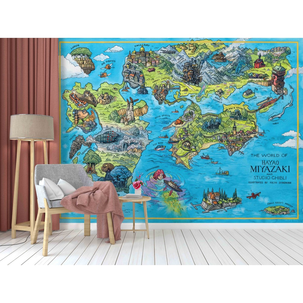 Anime Map Wallpaper, Japanase Mural, Map Wall Print, Trendy Wall Art, Printable Wall Art, Accent Wall, Wallpaper, 3D Wall Mural, 3D Origami,.jpg