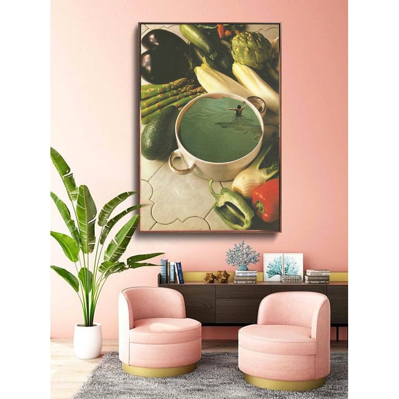 Large kitchen art print, Extra large dining room artwork, Poster, Green, Food print, Healthy food art.jpg