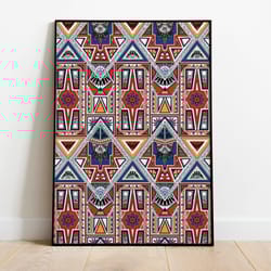 aztec art, printable art, mexican art, digital download, bohemian print, living room wall art, abstract decor, poster, w