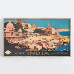 samsung frame tv art, india wall art, india travel poster, vintage wall art, visit india, boho wall decor