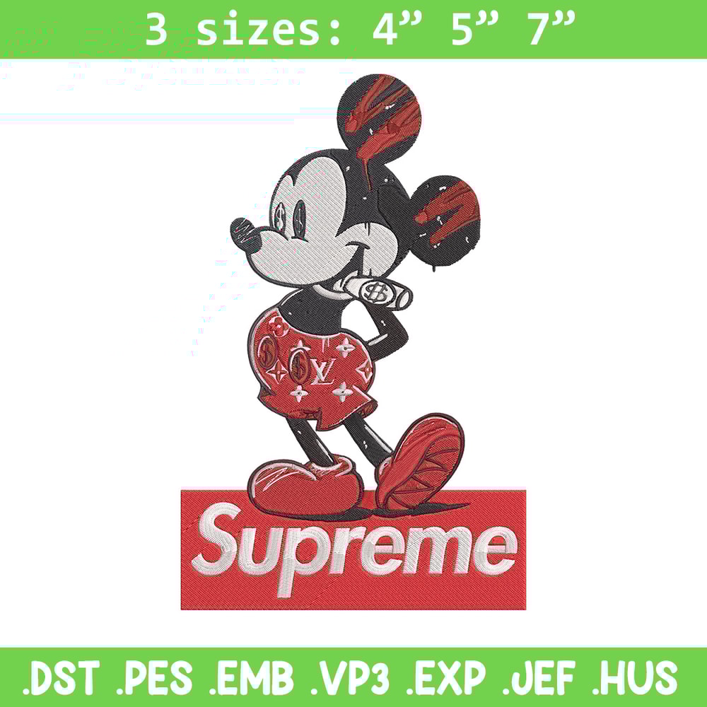 Supreme mickey Embroidery Design, Mickey Embroidery, Embroidery File, Supreme Embroidery, Anime shirt, Digital download.jpg