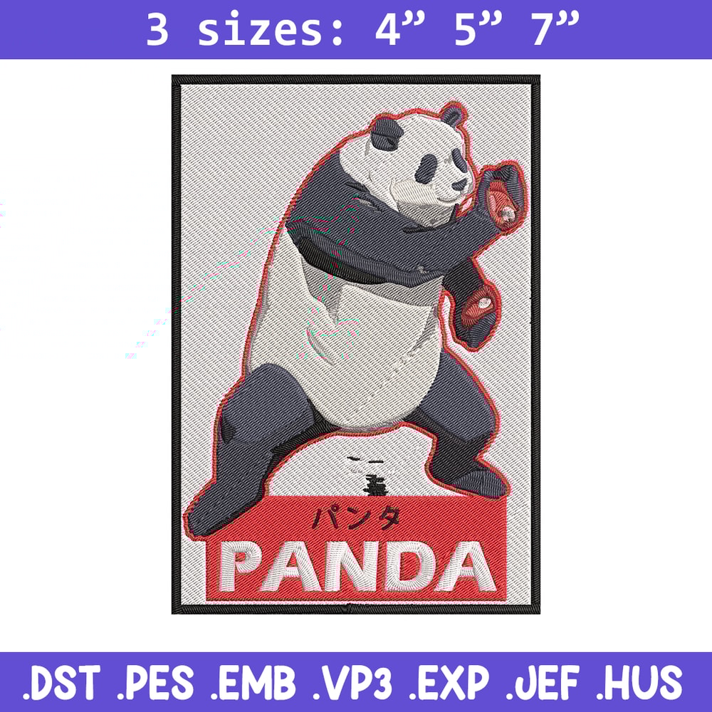 Panda jjk Embroidery Design, Jujutsu Embroidery, Embroidery File, Anime Embroidery, Anime shirt, Digital download.jpg