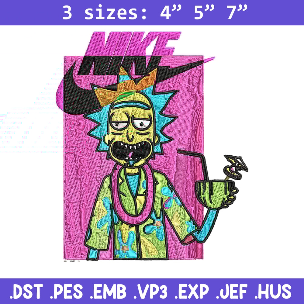 Rick and Morty x Just Rick It Embroidery design, Cartoon Embroidery, Nike design, Embroidery file, Instant download..jpg