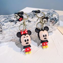 Anime Disney Keychain Cartoon Mickey Mouse Minnie Cute Doll Kawaii Keyring Mickey Keychain Ornament Key Chain Bag Car Pe