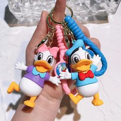 Anime Cartoon kawaii Disney Mickey Mouse Minnie Figure Keychains Donald Duck Piglet Key Chain Model Kid Toys Children Gi