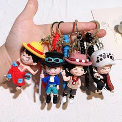 Creative cartoon pirate king keychain cute road flying rope long very flat Roger keychain men's and women's bags small p