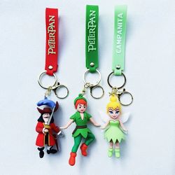 Creative cartoon Peter Pan key chain cute fairy cool pirate Hug key chain bag pendant