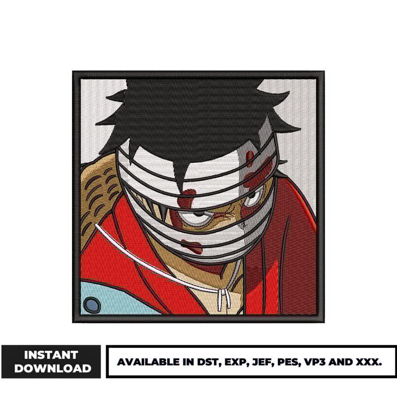 Luffy head hurt embroidery design