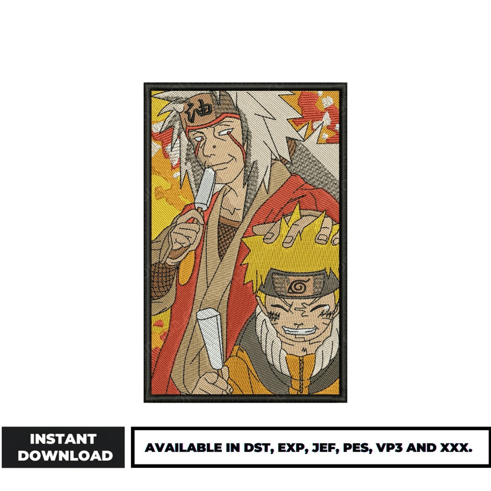Jiraiya and naruto embroidery design