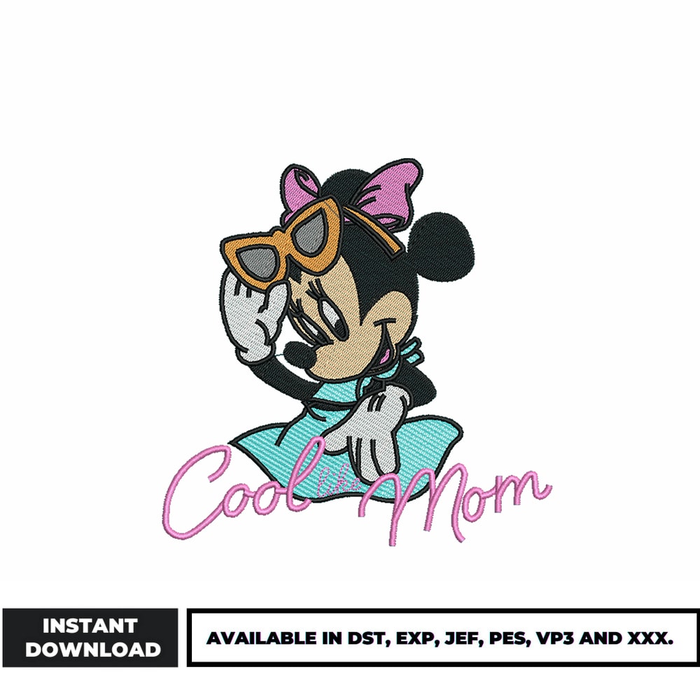 Cool mom minnie mouse embroidery design