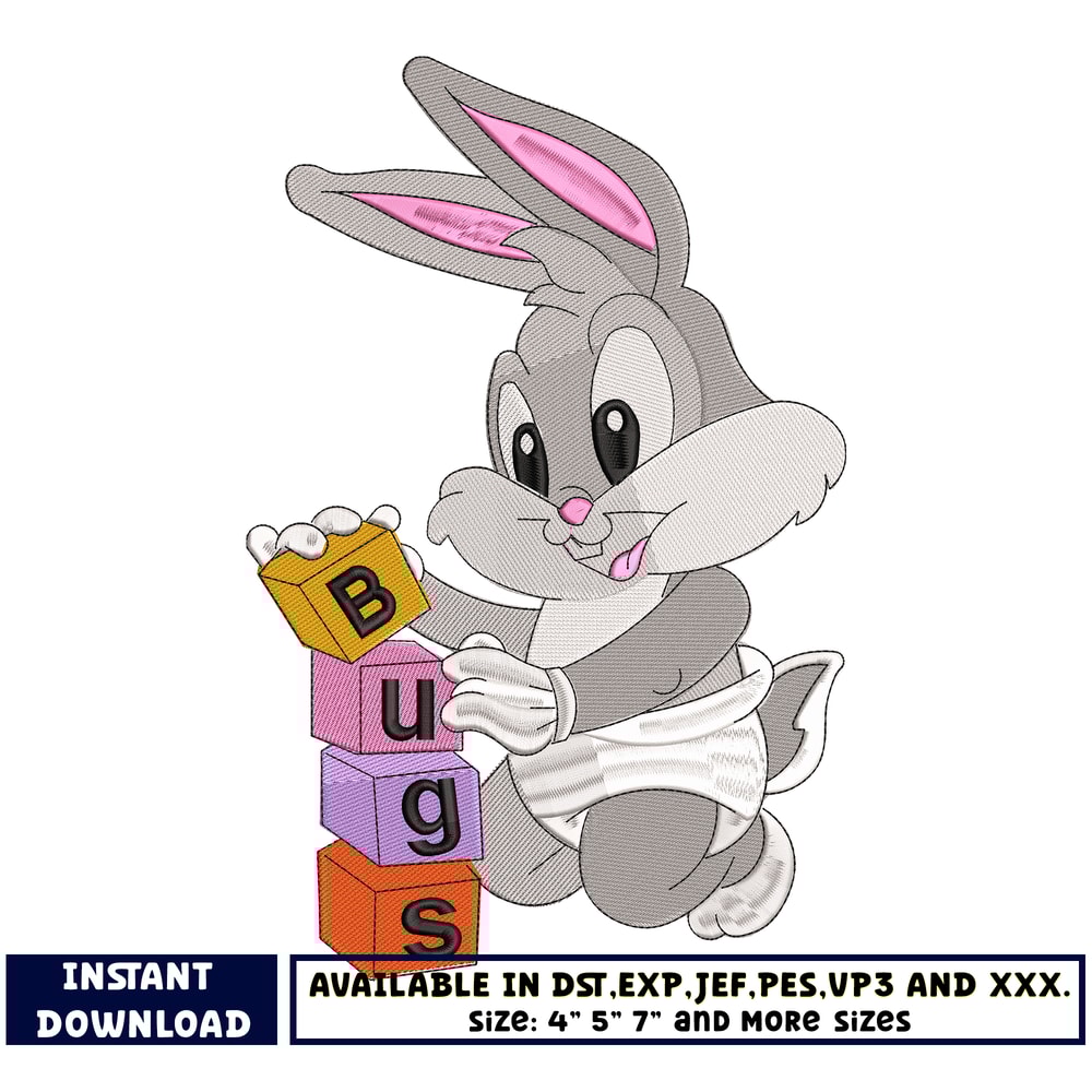 Bugs Bunny baby embroidery design