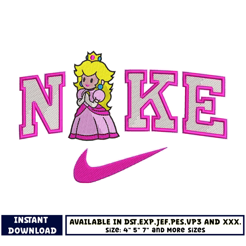 Logo Nike Princess Peach embroidery design