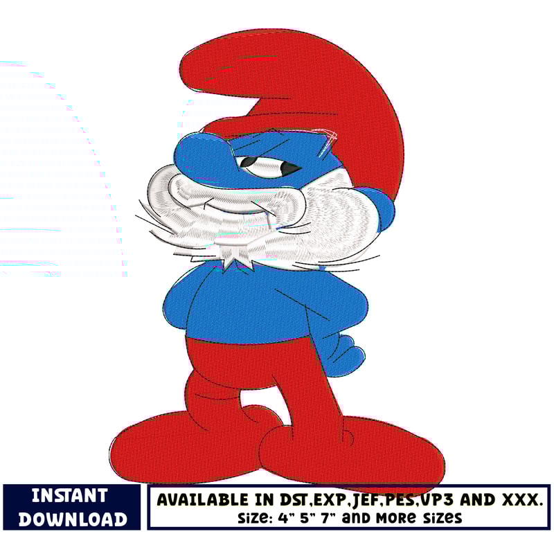 Papa Smurf embroidery design