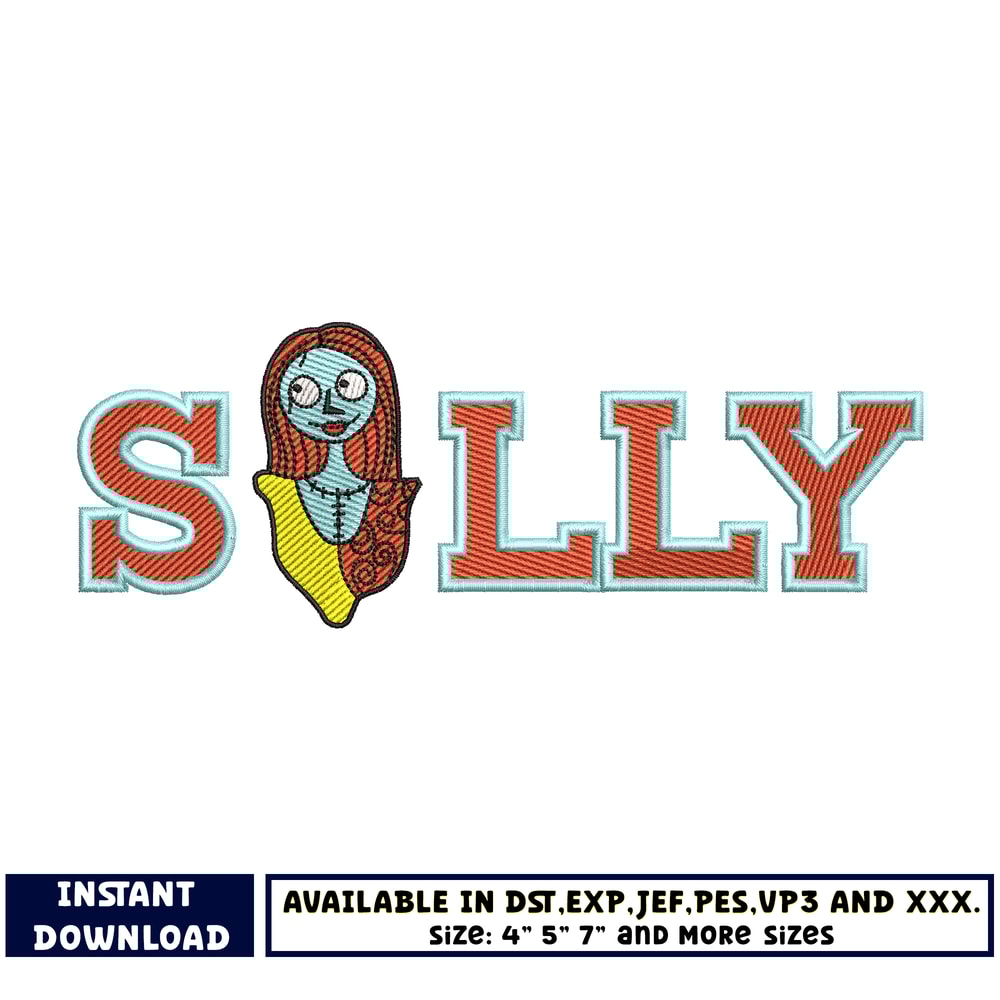 horror sally name embroidery design