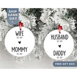 new parents ornament, mommy and daddy christmas ornament - new parents keepsake - first christmas as mommy and daddy orn