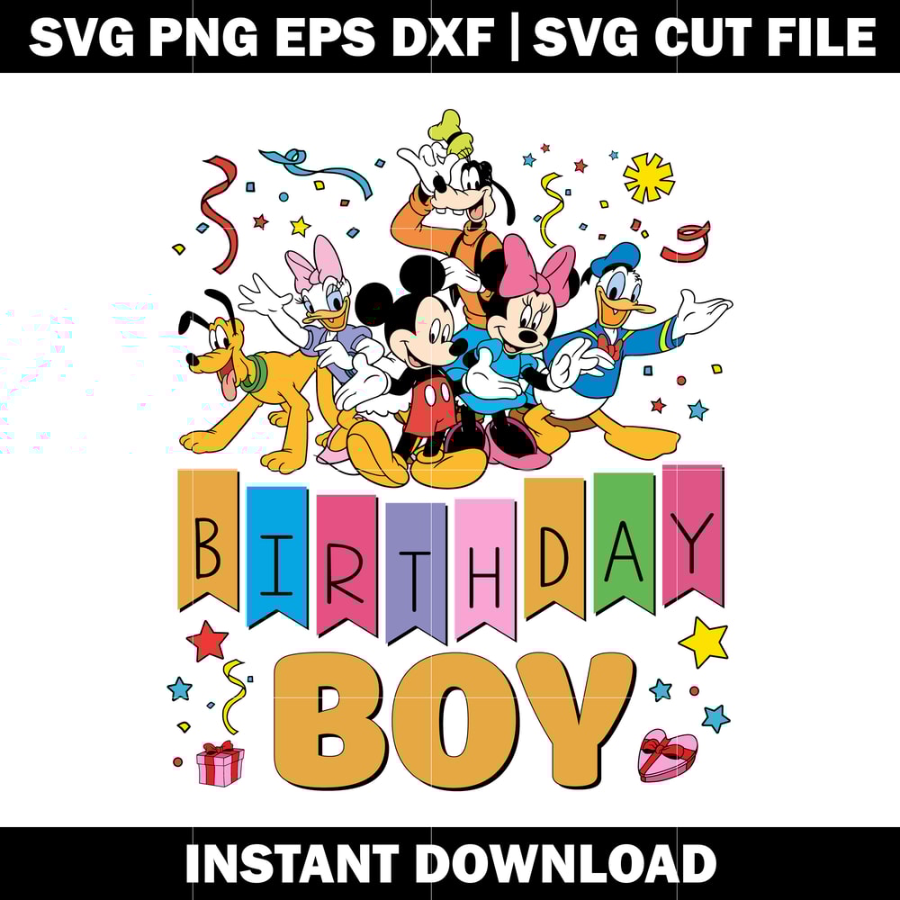 mickey mouse friends birthday boy svg