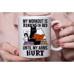 funny reading mug, book lover coffee /tea cup for her, novelty mug for readers