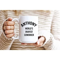 fun humor world's okayest coworker custom text mug md