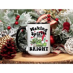making spirits bright cannabis christmas coffee mug, 420 mug, christmas gift for stoner, funny christmas weed mug, marij