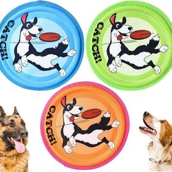 Dog Flying Disc, 3 Pack Dog Flyer Dog Toy, Lightweight Flying Disc Dog Fetch Toy for Small, Large Dogs & Puppies - Float