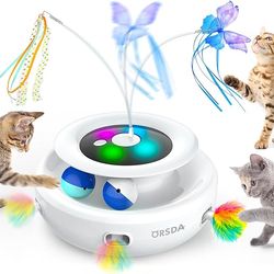 ORSDA Cat Toy, 3-in-1 Automatic Cat Toys for Indoor Cats, Electronic Whack a Mole, Fluttering Butterfly,Track Balls Kitt