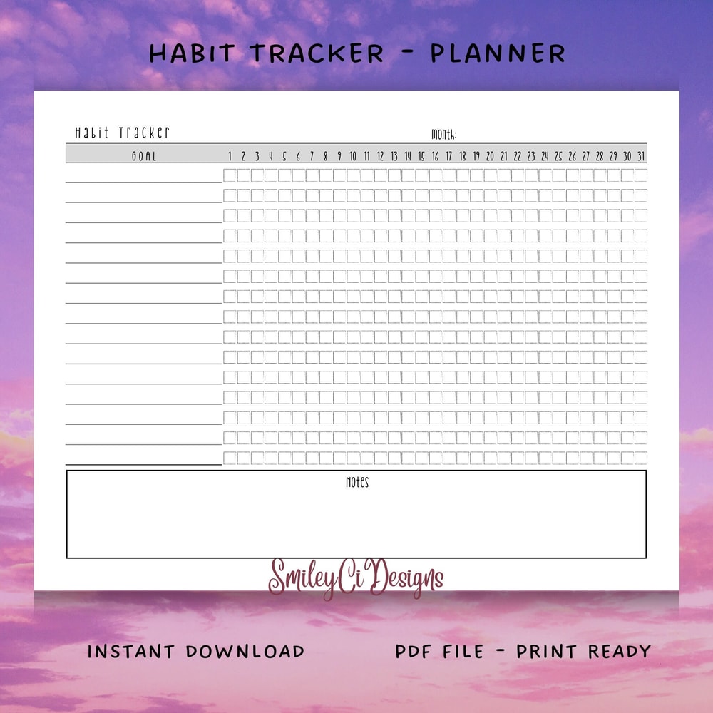 Cute 3 Styles Daily Monthly Habit Tracker Goal PDF Digital File Print Ready Printable Blank Undated Monthly Yearly.jpg