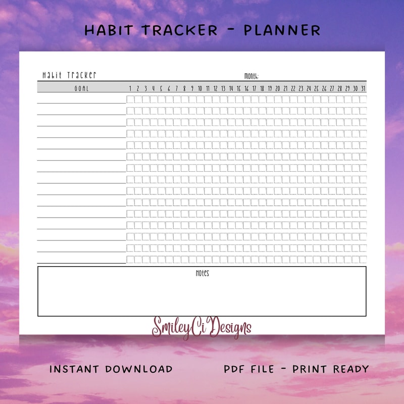 Cute 3 Styles Daily Monthly Habit Tracker Goal PDF Digital File Print Ready Printable Blank Undated Monthly Yearly.jpg