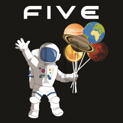 5 year old outer space birthday png, birthday png, 5th birthday png, astronaut png, 5 years old png, 5 years old boy png