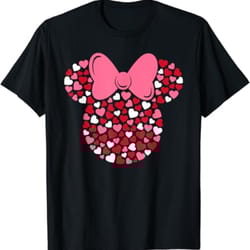 minnie mouse icon pink hearts valentine's day t-shirt, black, small