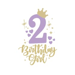 birthday girl svg, birthday svg, happy birthday svg, 2th birthday svg, princess svg, crown number svg, number two svg, b