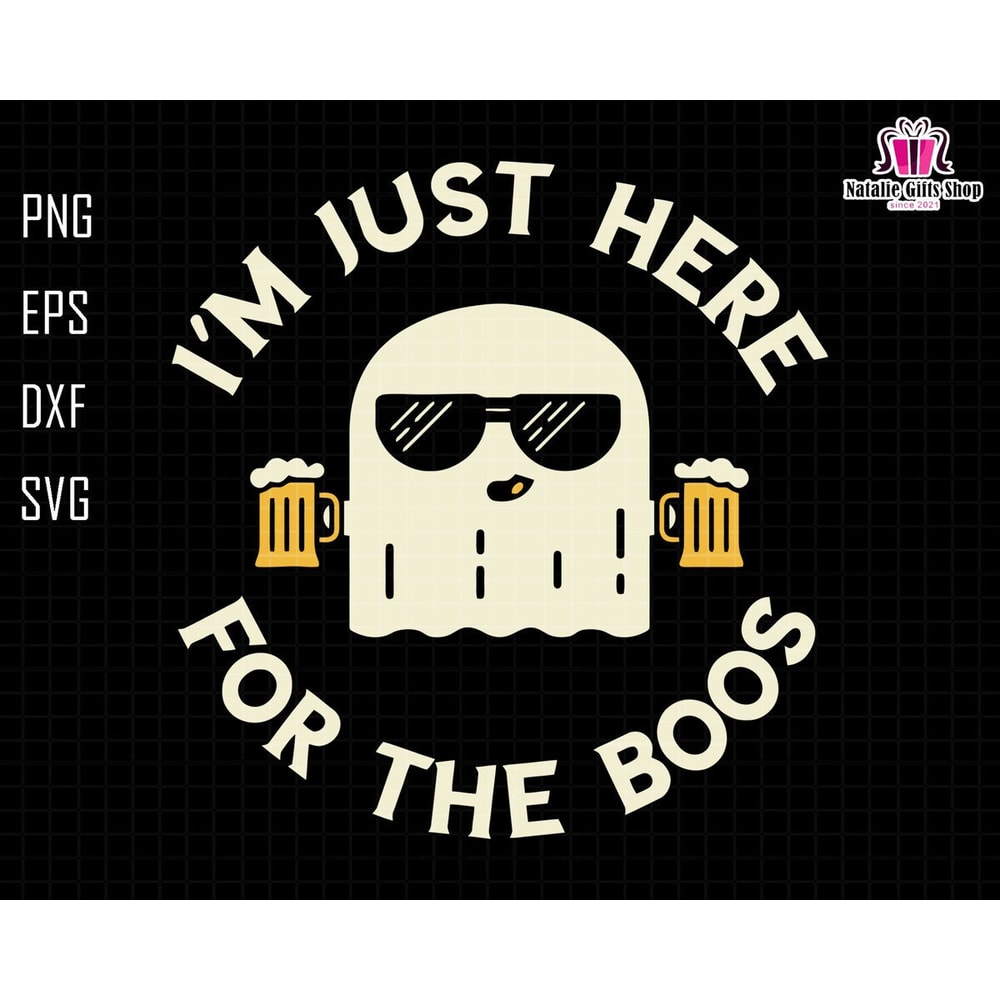 I'm Just Here For The Boos Svg, Drinking Beer svg, Retro Halloween Svg, Beer Svg, Cute Ghost Svg, Boo Beer svg, Halloween.jpg