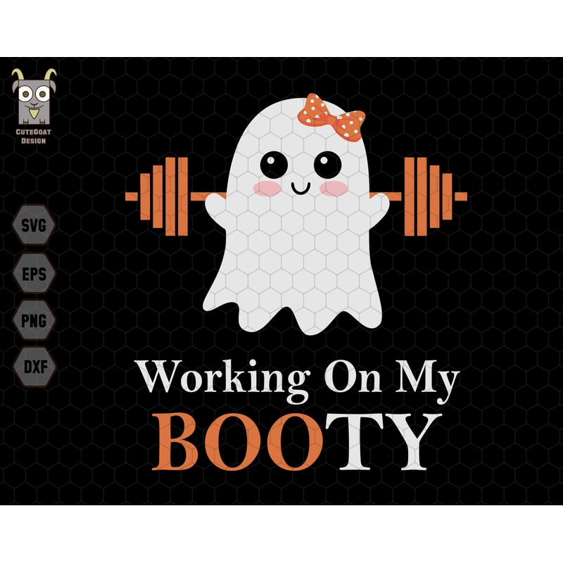 Working On My Booty Svg, Halloween Gym Svg, Ghost Booty Svg, Women's Gym Svg, Putting The Boo In Booty Fall, Funny Halloween Gym Ghost Pun.jpg