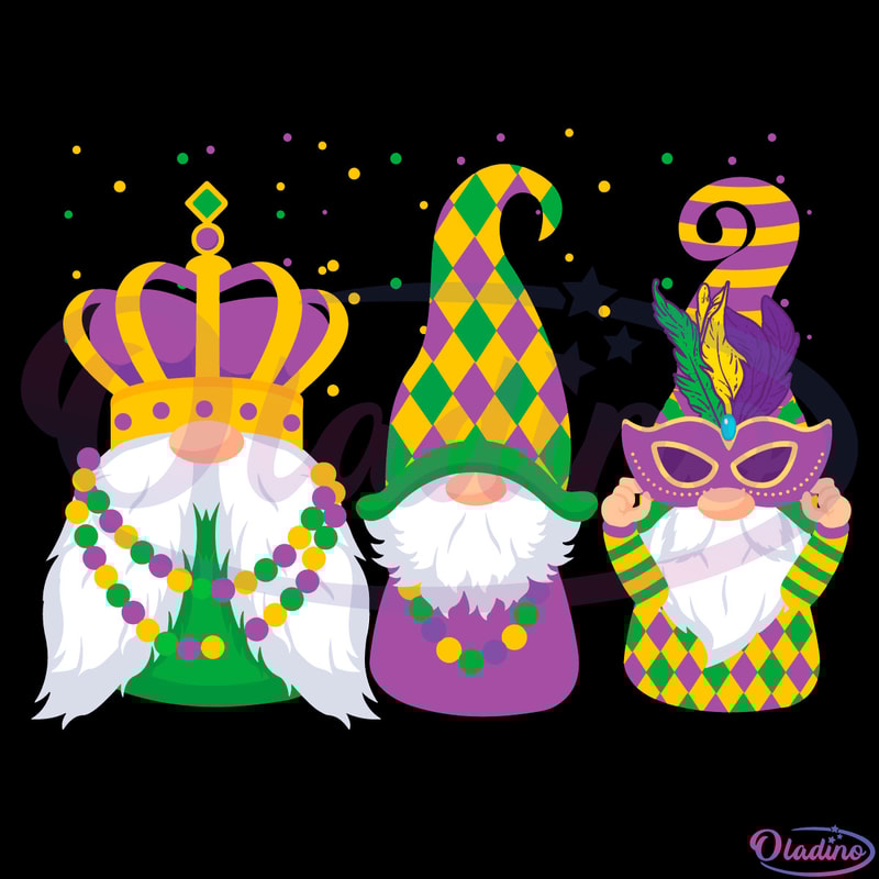 Three Gnomes Mardi Gras Svg Digital File, Mardi Gras Svg, Gnome Svg.png