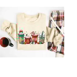 christmas coffee shirt, christmas coffee sweatshirt, coffee lover gift, latte drink crewneck, women holiday sweater, xma