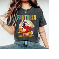 vintage disney mickey fantasia sorcerer halloween stay spooky shirt, retro mickey mouse halloween pumpkin shirt, disney