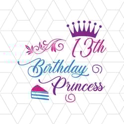 13th birthday princess svg, birthday svg, princess svg, 13th birthday svg, crown svg, birthday gift svg, happy birthday