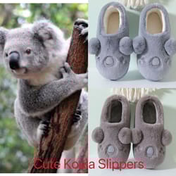 cute koala face slippers fluffy cushion slides sole comfortable cozy warmer slippers fuzzy fluffy indoor outdoor slipper